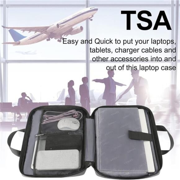Laptop Case, 15.6 inch TSA Laptop Sleeve Computer Bag Water Resistant - Picture 4 of 7